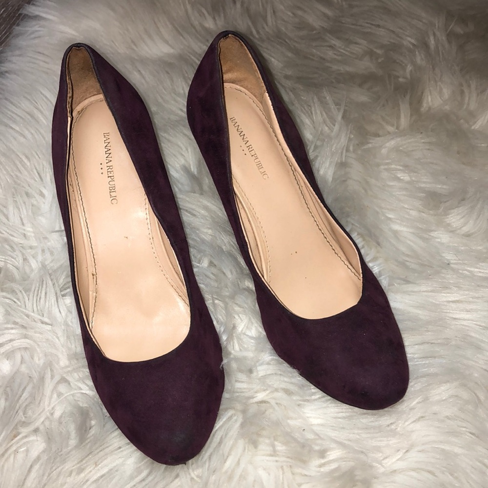 Purple Velvet Wedges